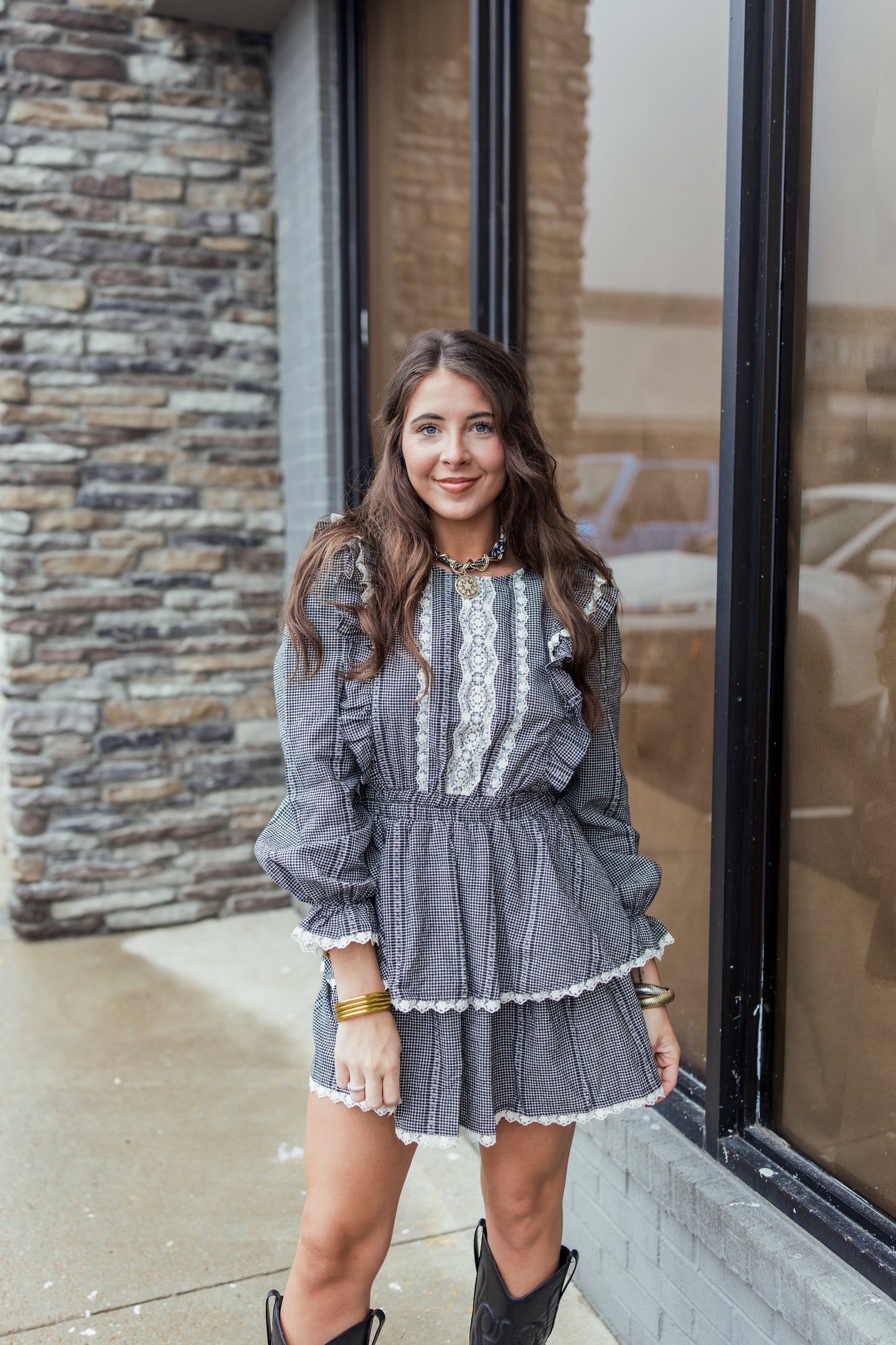 VINTAGE LACE TRIM MINI DRESS