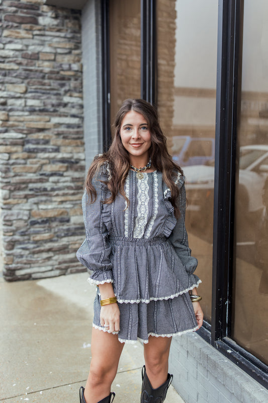 VINTAGE LACE TRIM MINI DRESS