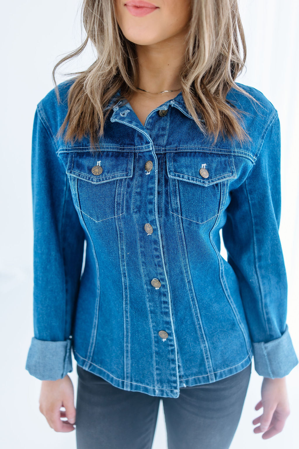 MARELI FITTED DENIM TOP