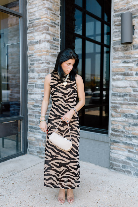 AND ABLE ZEBRA PRINT MAXI DRESS