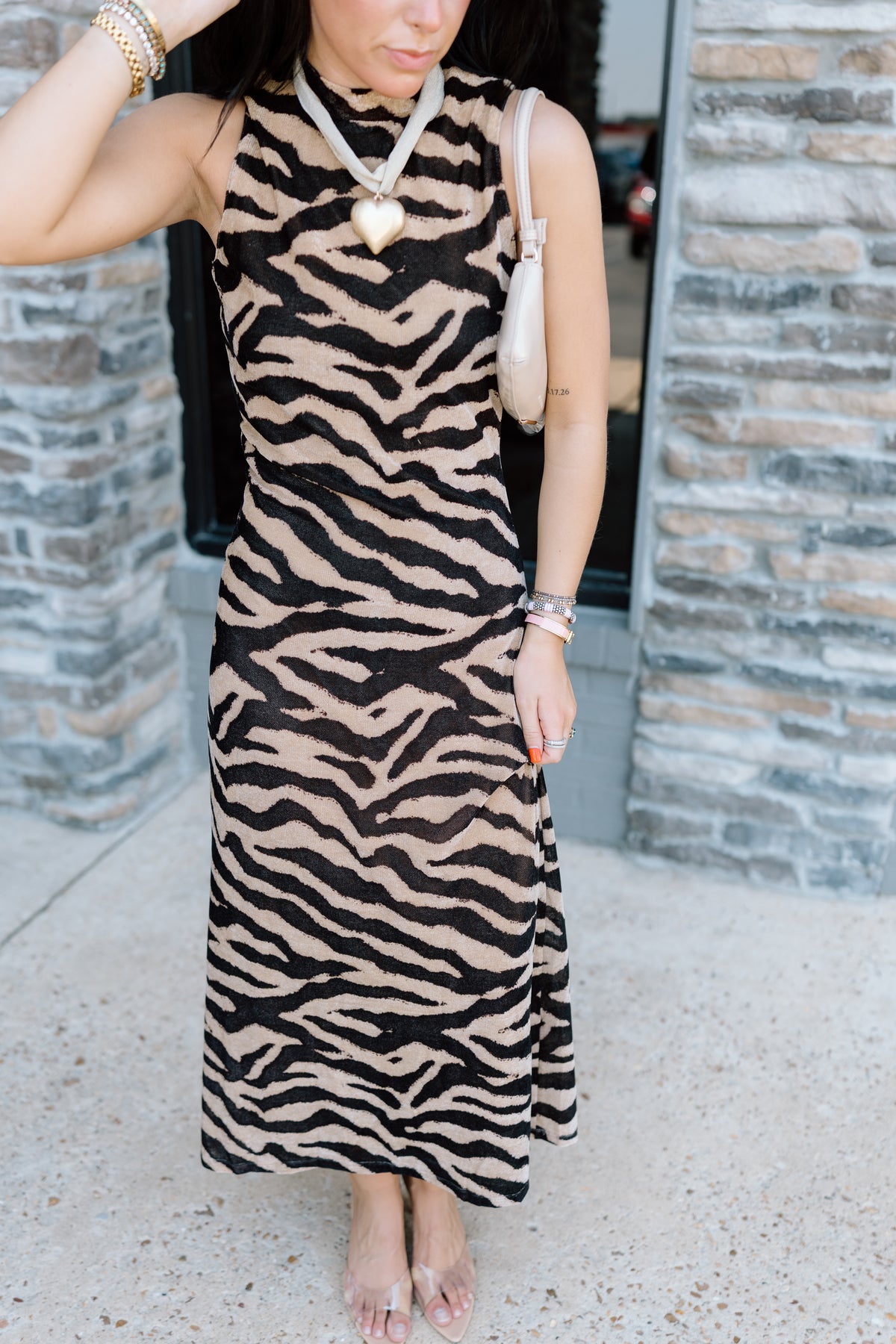 AND ABLE ZEBRA PRINT MAXI DRESS