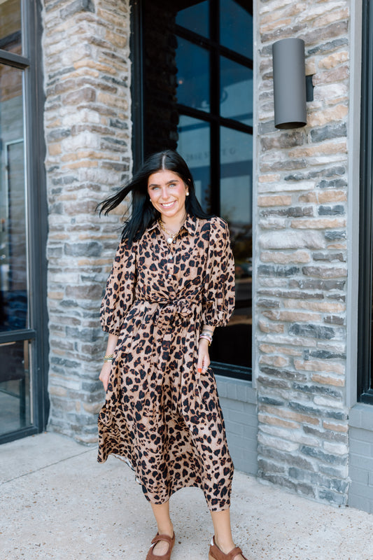 GOING BACK CHEETAH MIDI DRESS