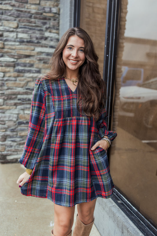 LIGHTWEIGHT FLANNEL BABYDOLL DRESS