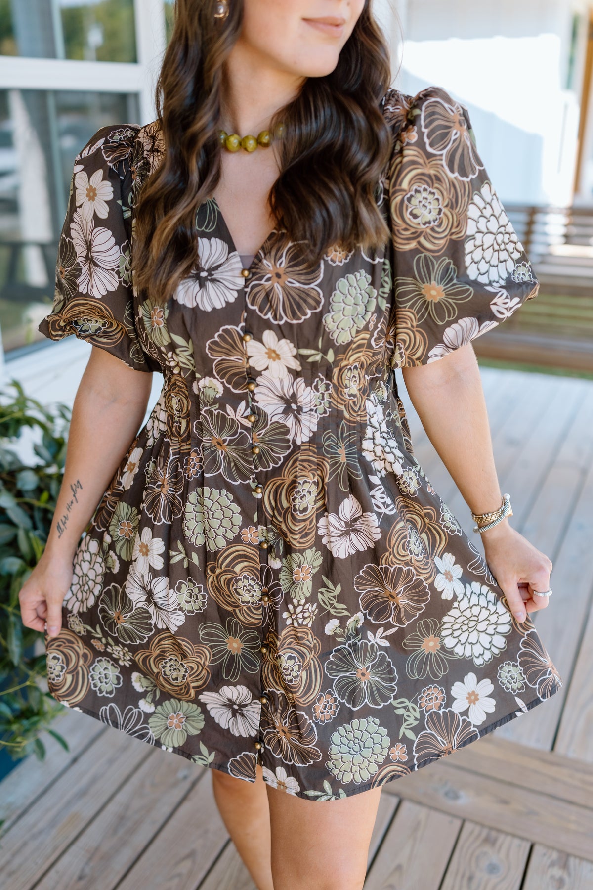 FLORAL FITTED MINI DRESS