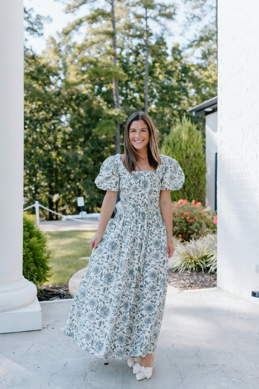 FLORAL SMOCKED BODICE DRESS