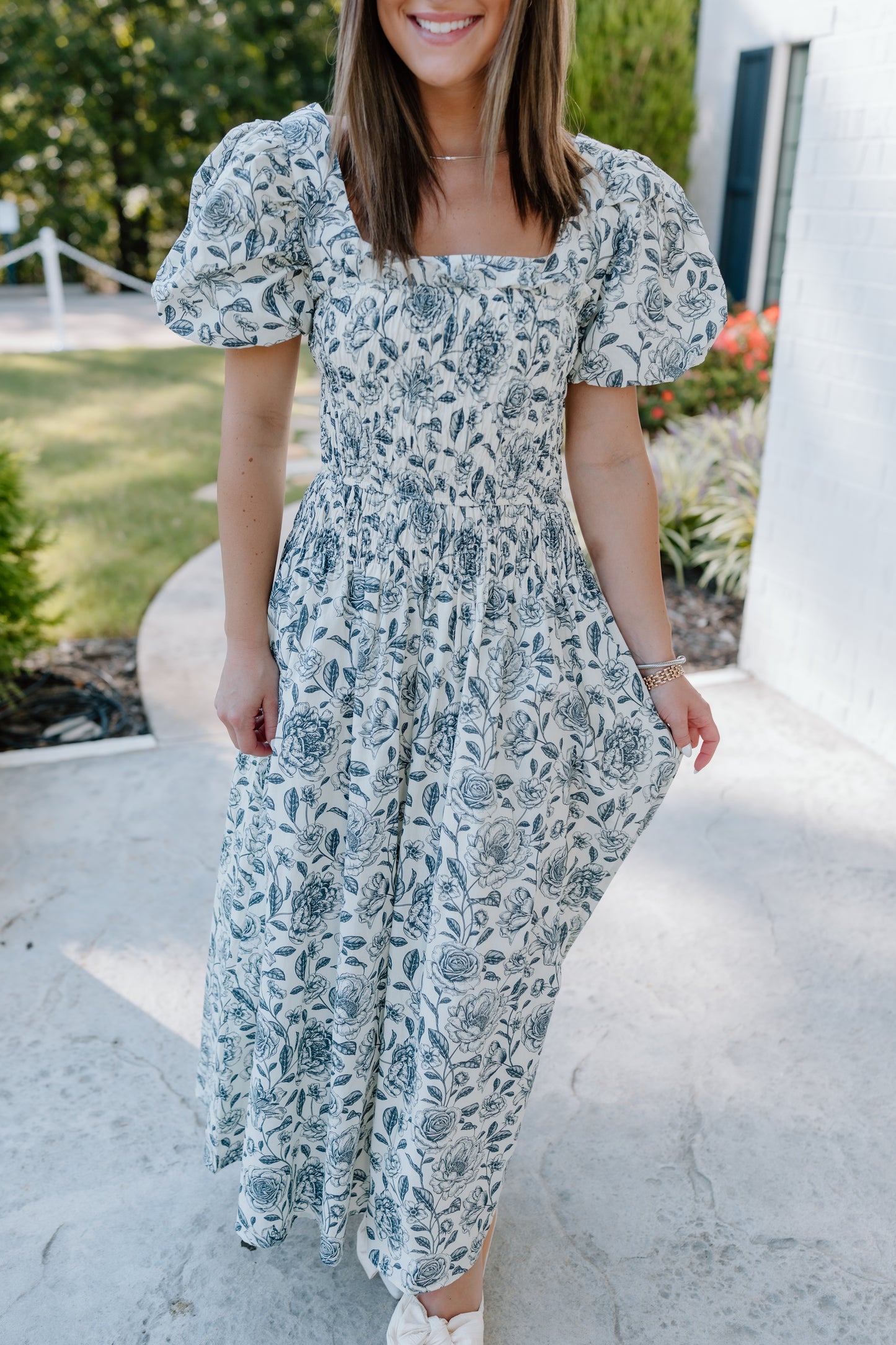FLORAL SMOCKED BODICE DRESS