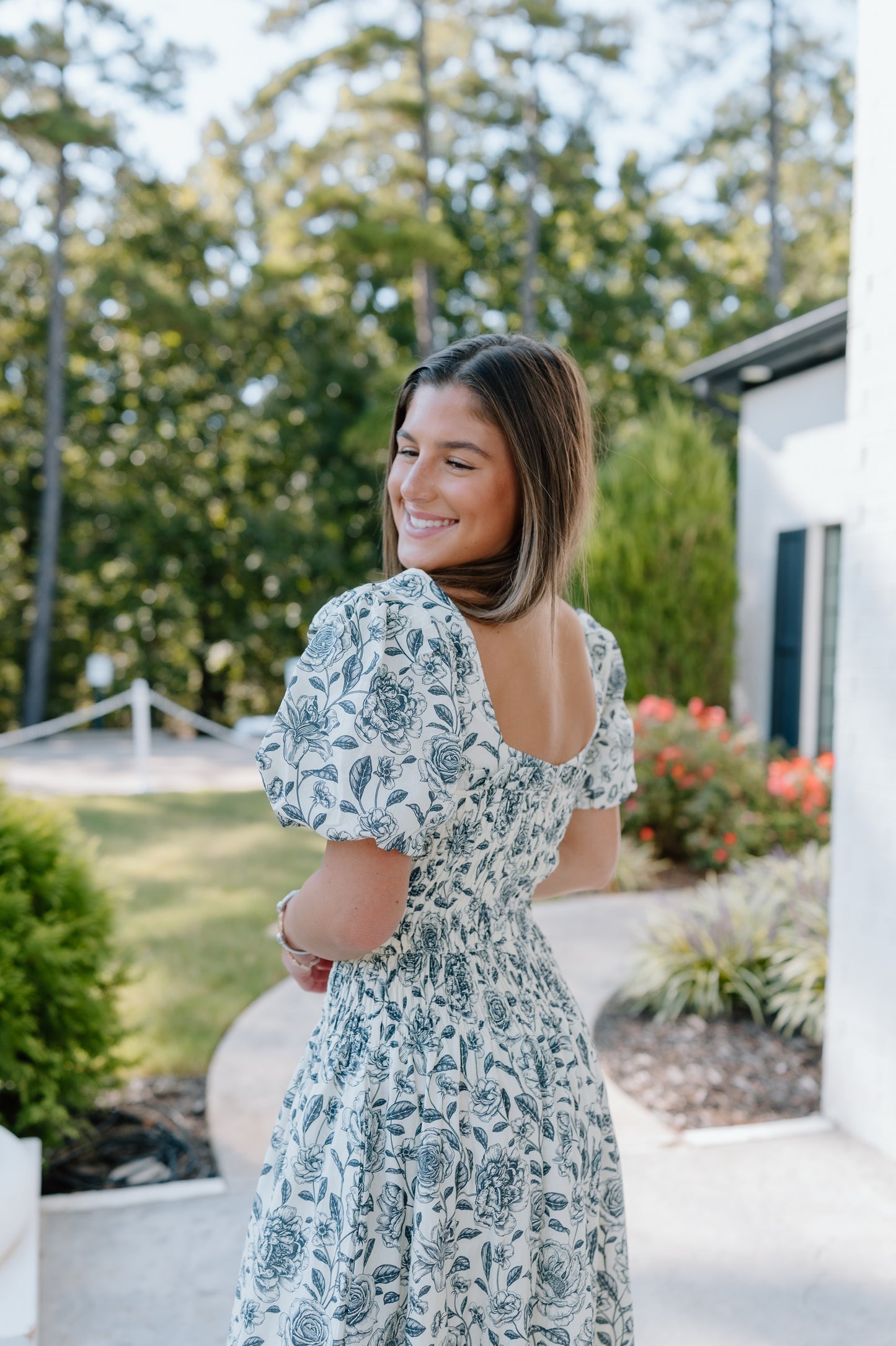 FLORAL SMOCKED BODICE DRESS