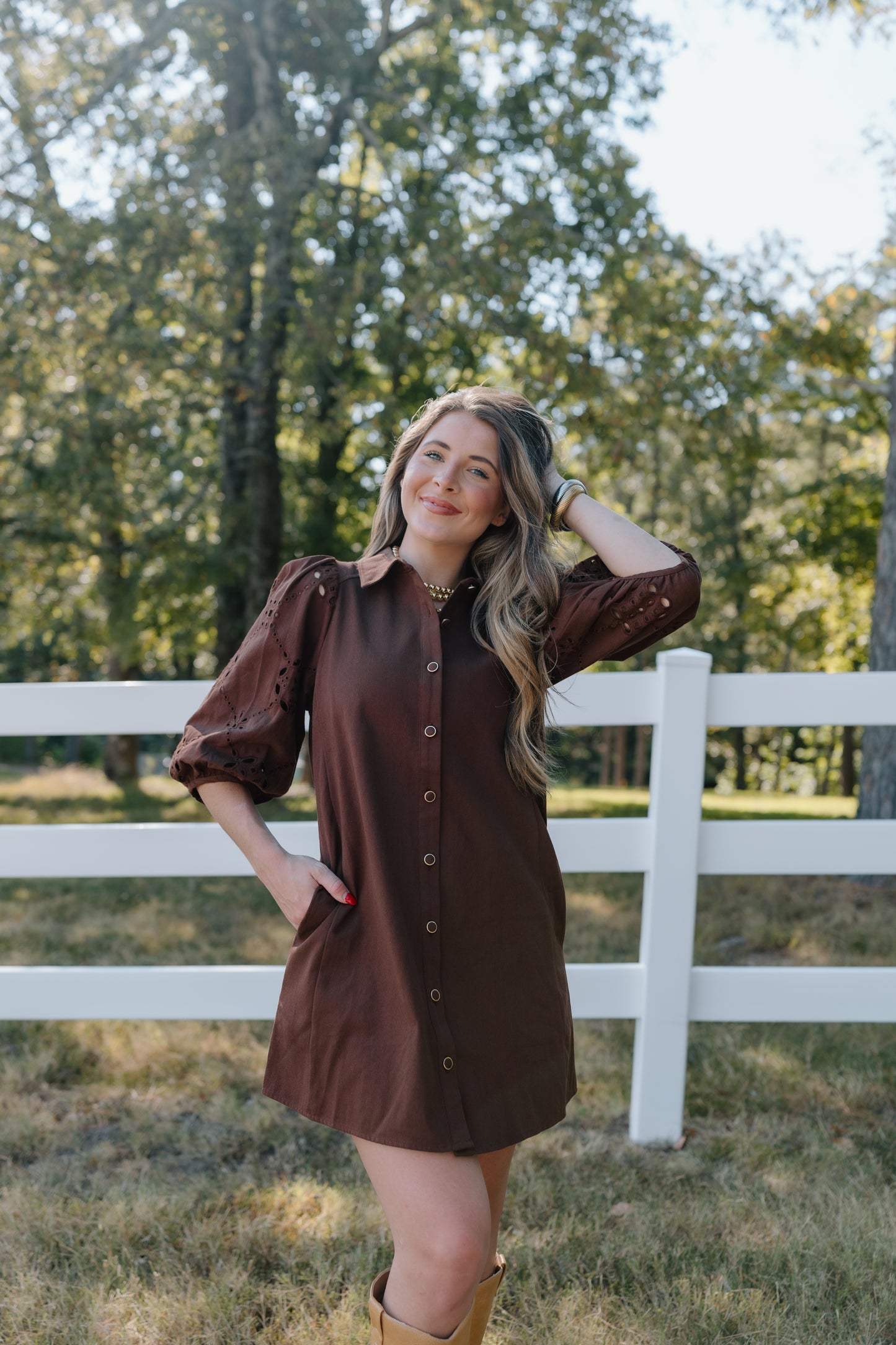 WATCH ME NOW EMBROIDERED MINI DRESS