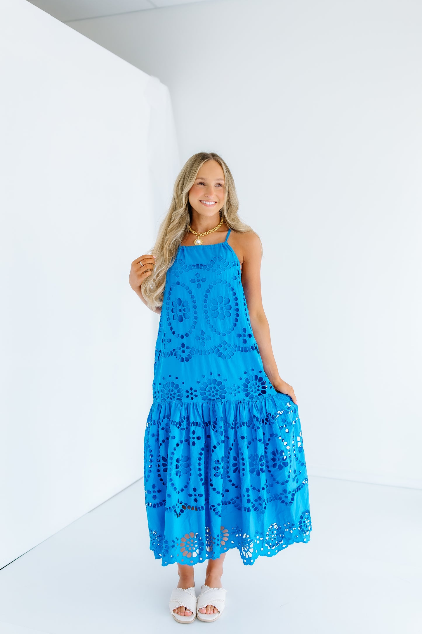 ELEGANT EYELET MAXI DRESS