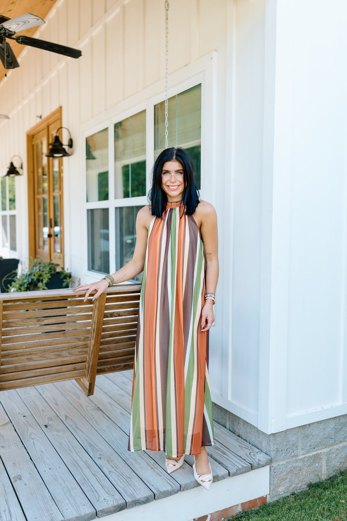 STRIPE HALTER MAXI DRESS