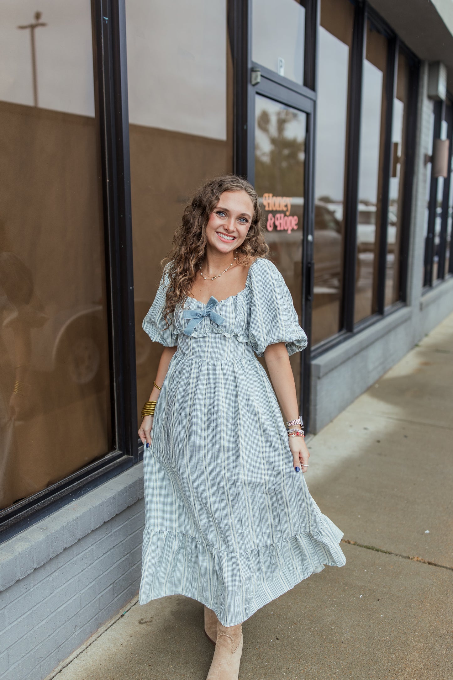 VELVET BOW MIDI DRESS