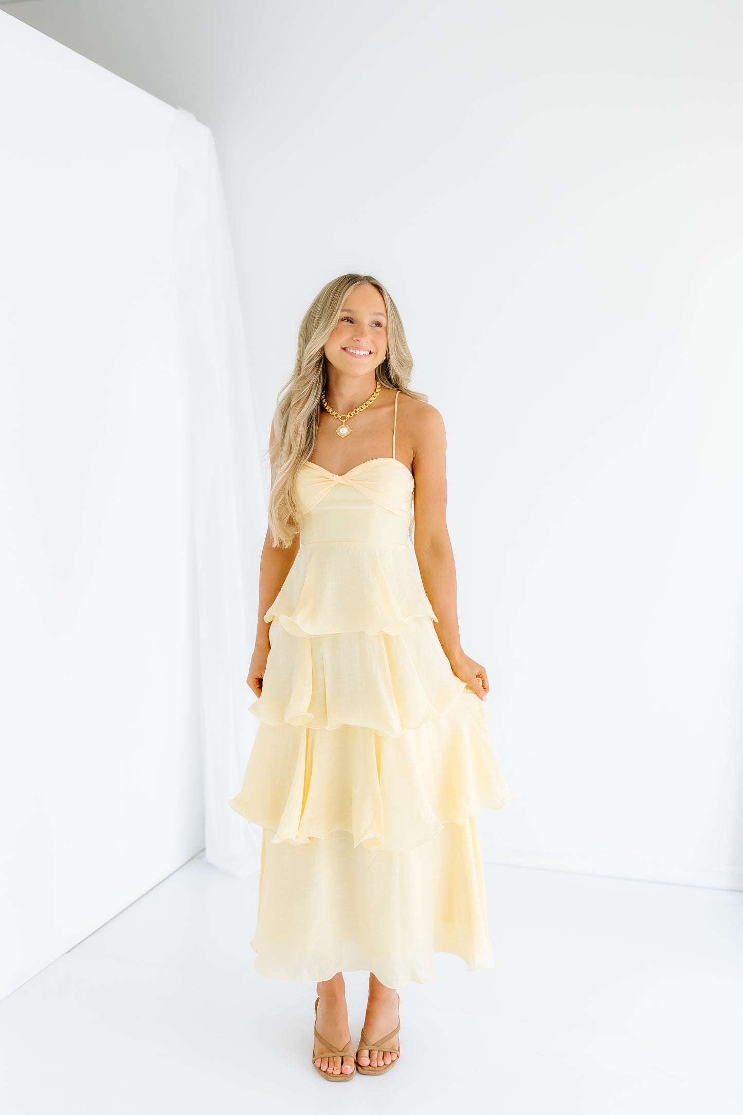 ANY IDEA RUFFLE MAXI DRESS