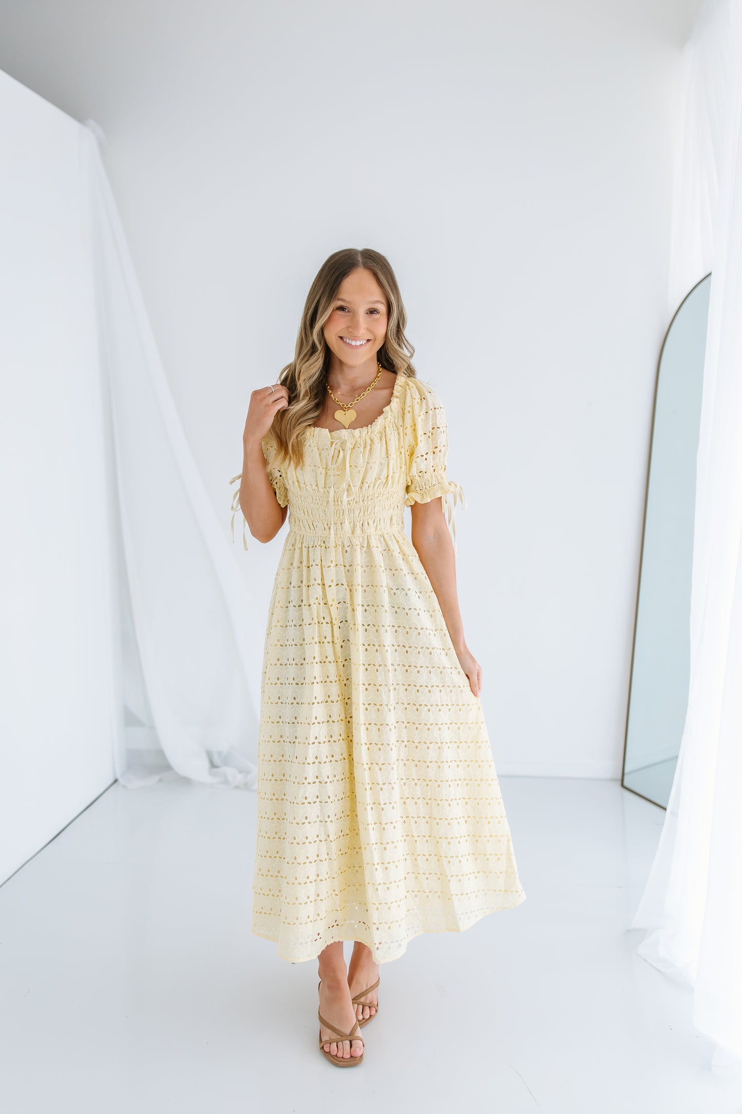 LEMON EYELET MAXI DRESS