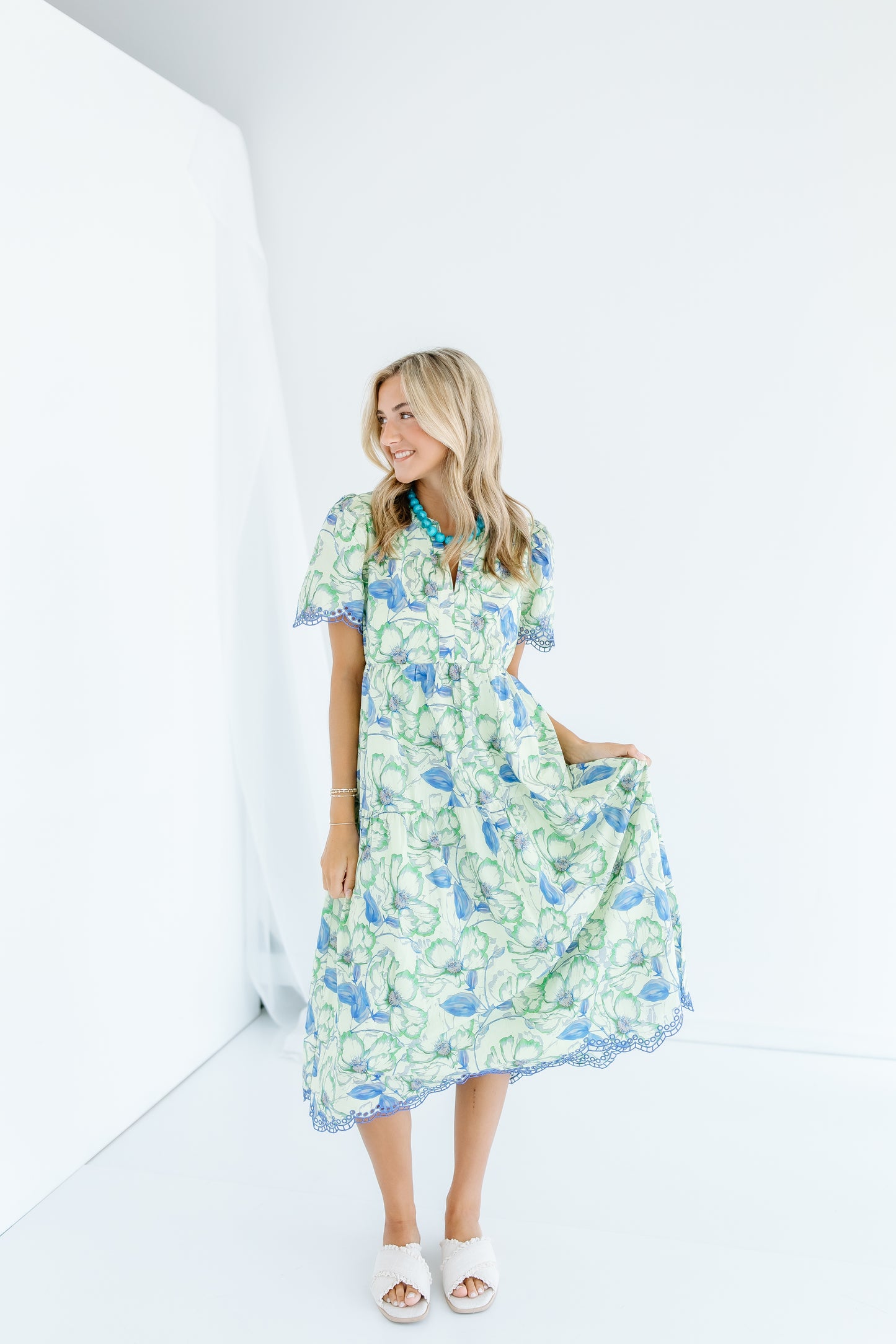 PRINTED EASY MIDI DRESS