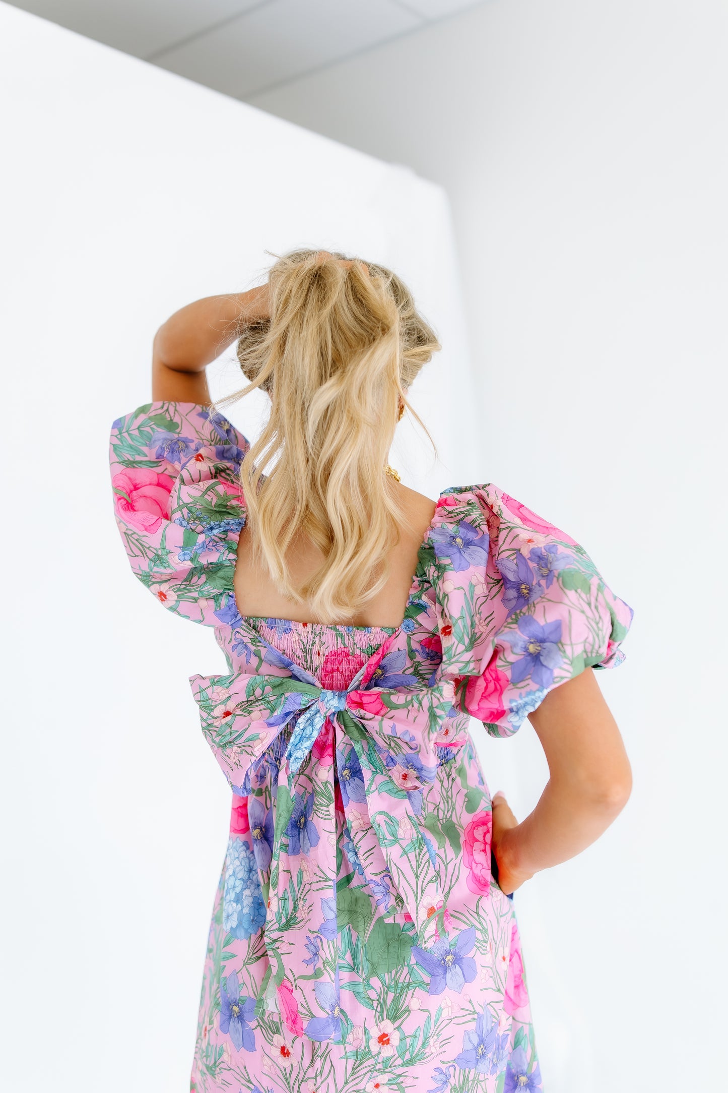 OVER THE BRIDGE FLORAL MIDI DRESS