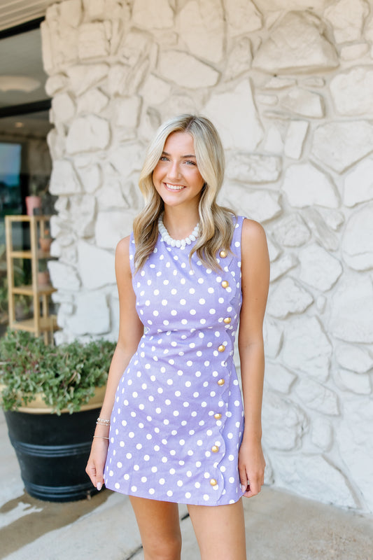 BUTTON DOWN POLKA DOT ROMPER