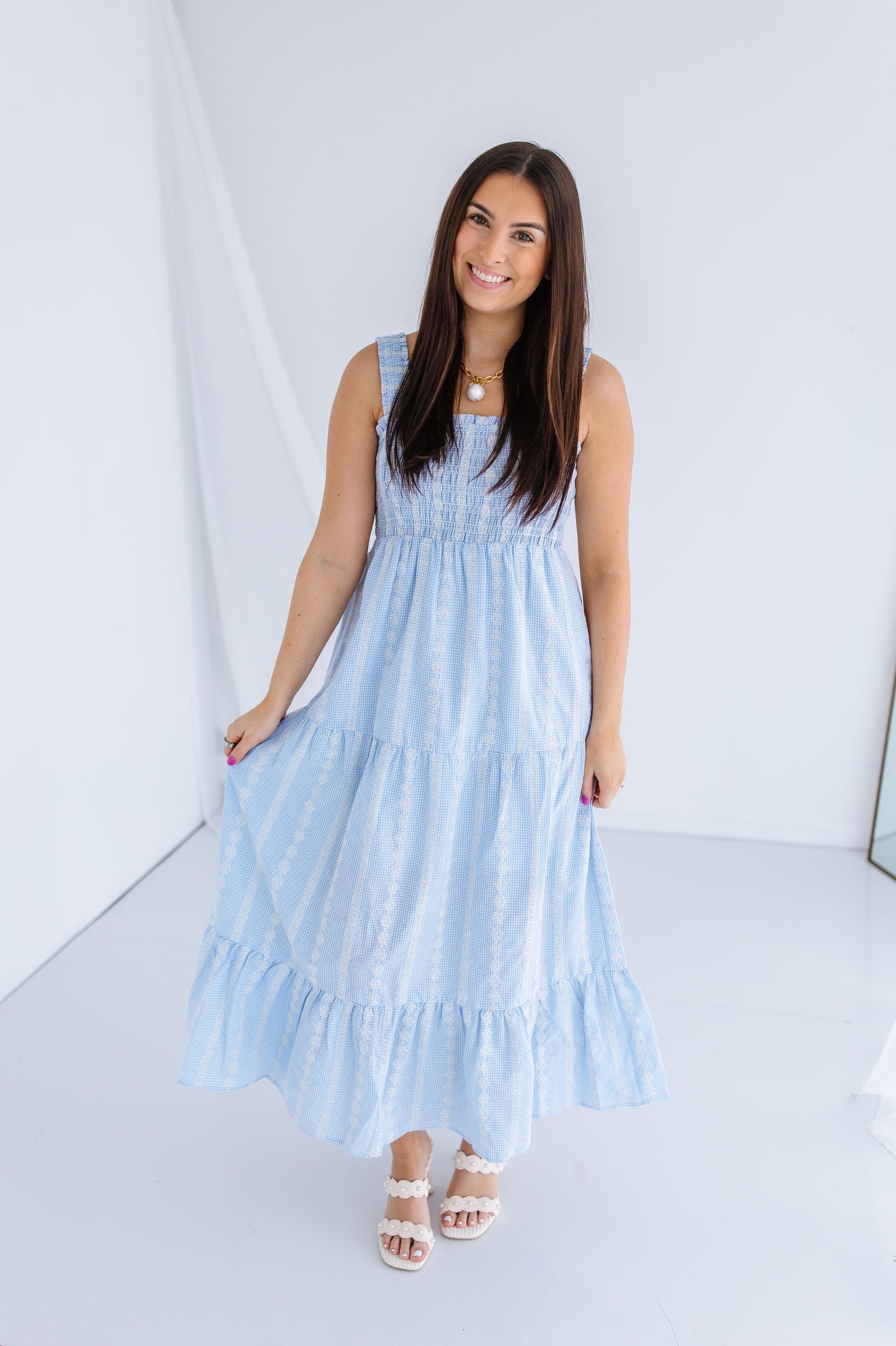 HARBOR STRIPE SMOCKED MAXI DRESS