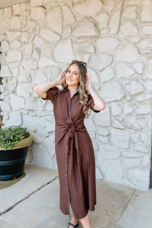 PUMPKIN SPICE MIDI DRESS