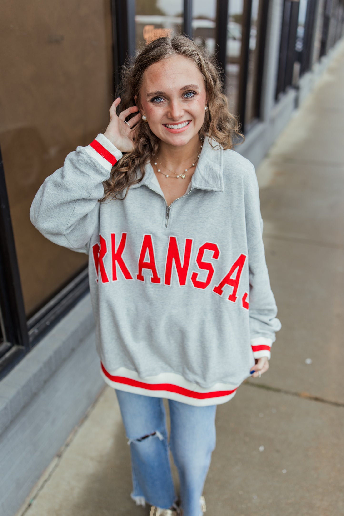 ARKANSAS QUARTER ZIP SWEATSHIRT