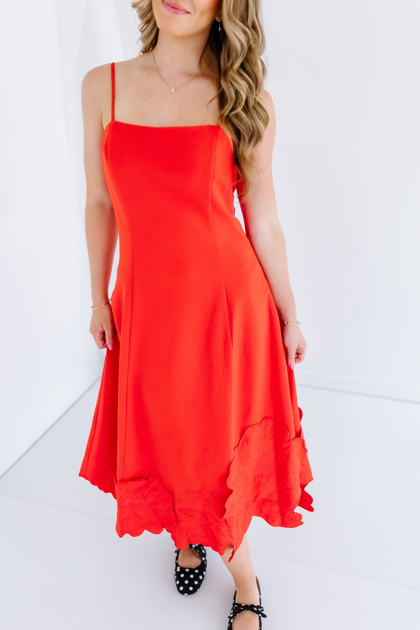 WITHOUT YOU 3D FLORAL MIDI DRESS