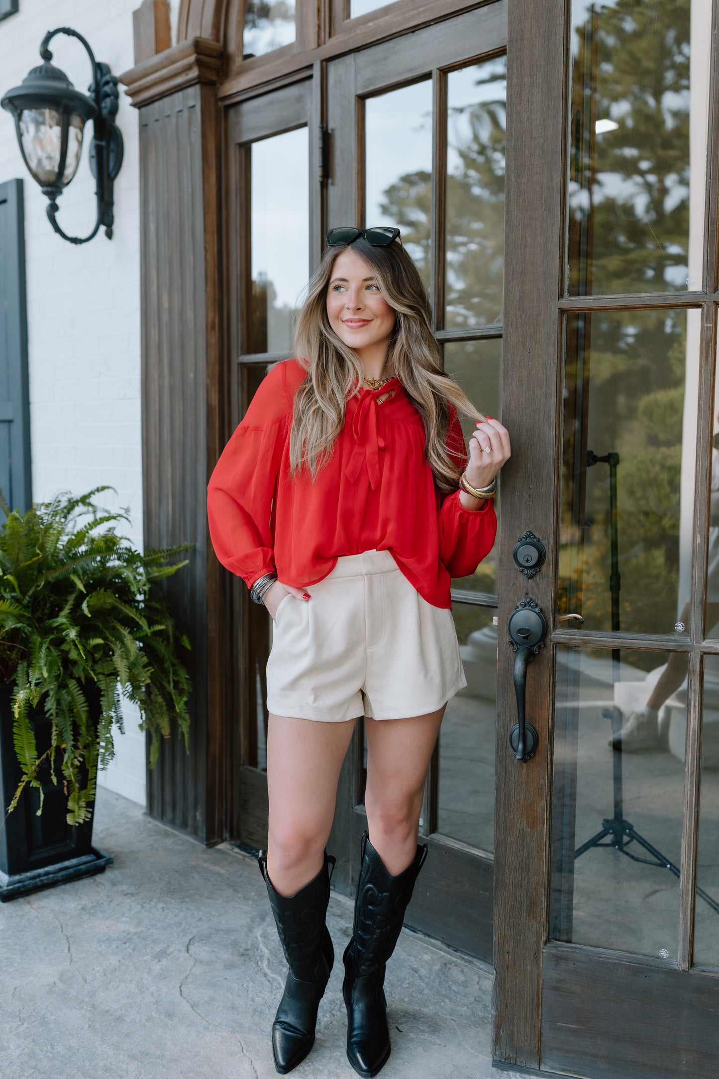CHIFFON TIE NECK TOP