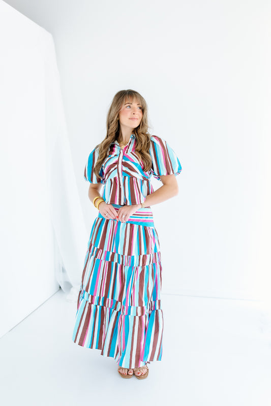 DIFFERENT TIMES STRIPE TWO PIECE SET