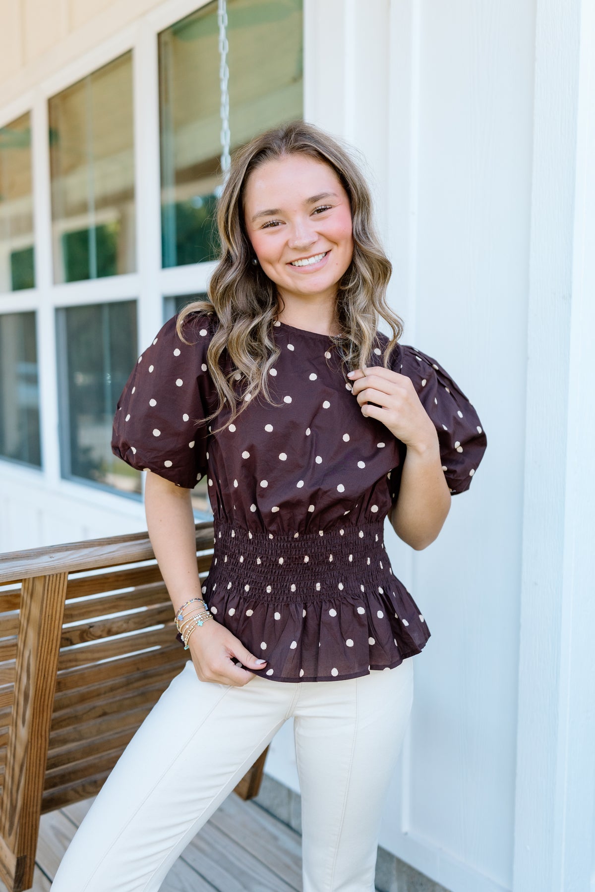 POLKA DOT PEPLUM TOP