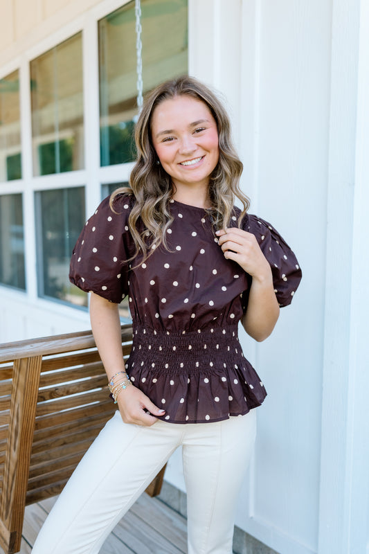 POLKA DOT PEPLUM TOP