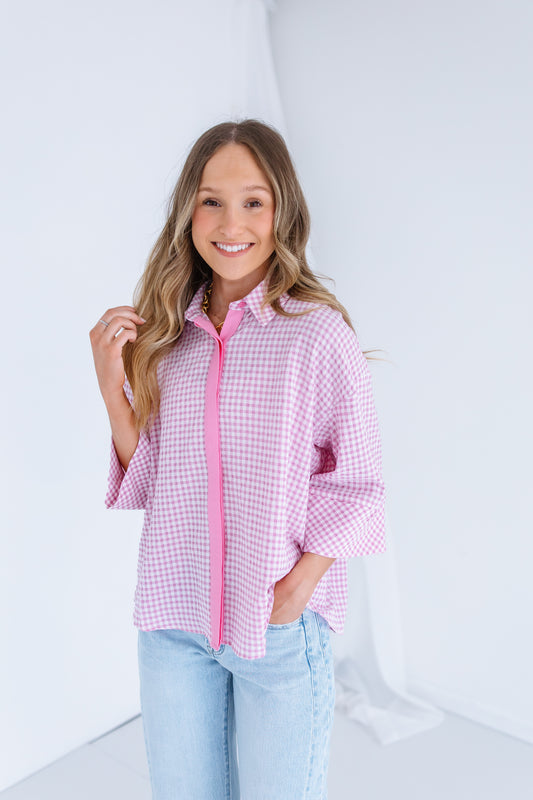 SIMPLE AND SWEET GINGHAM TOP