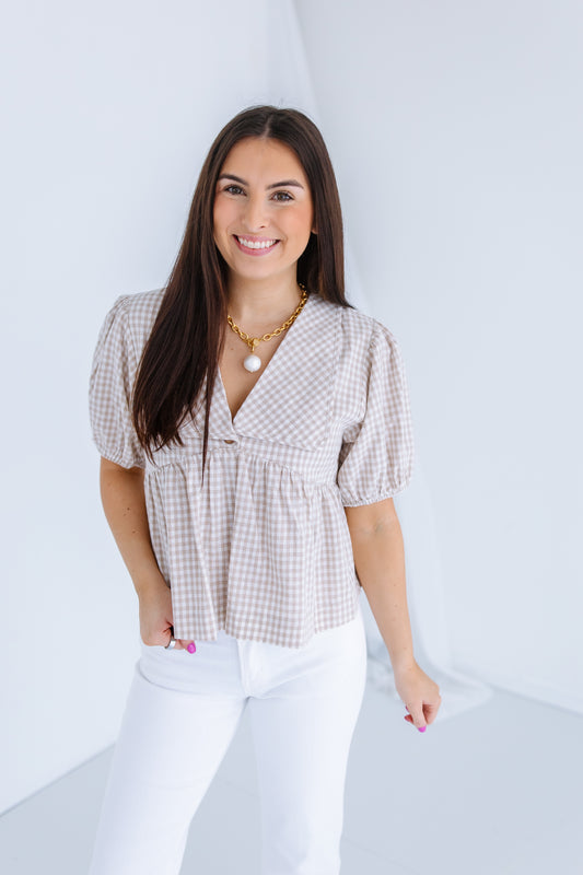 DEBUT PLAID COLLARD BLOUSE