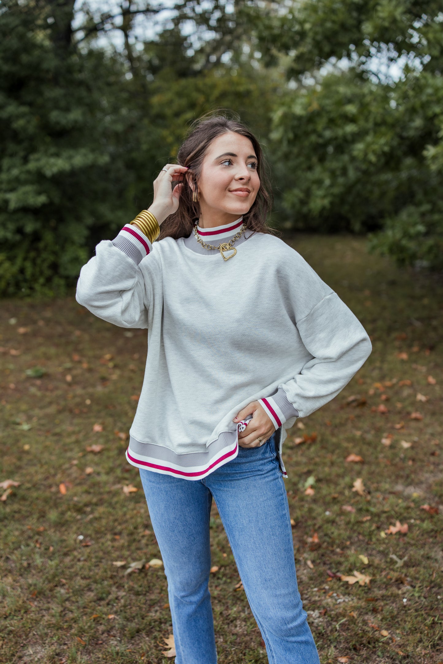 SWEET STRIPES MOCKNECK SWEATSHIRT