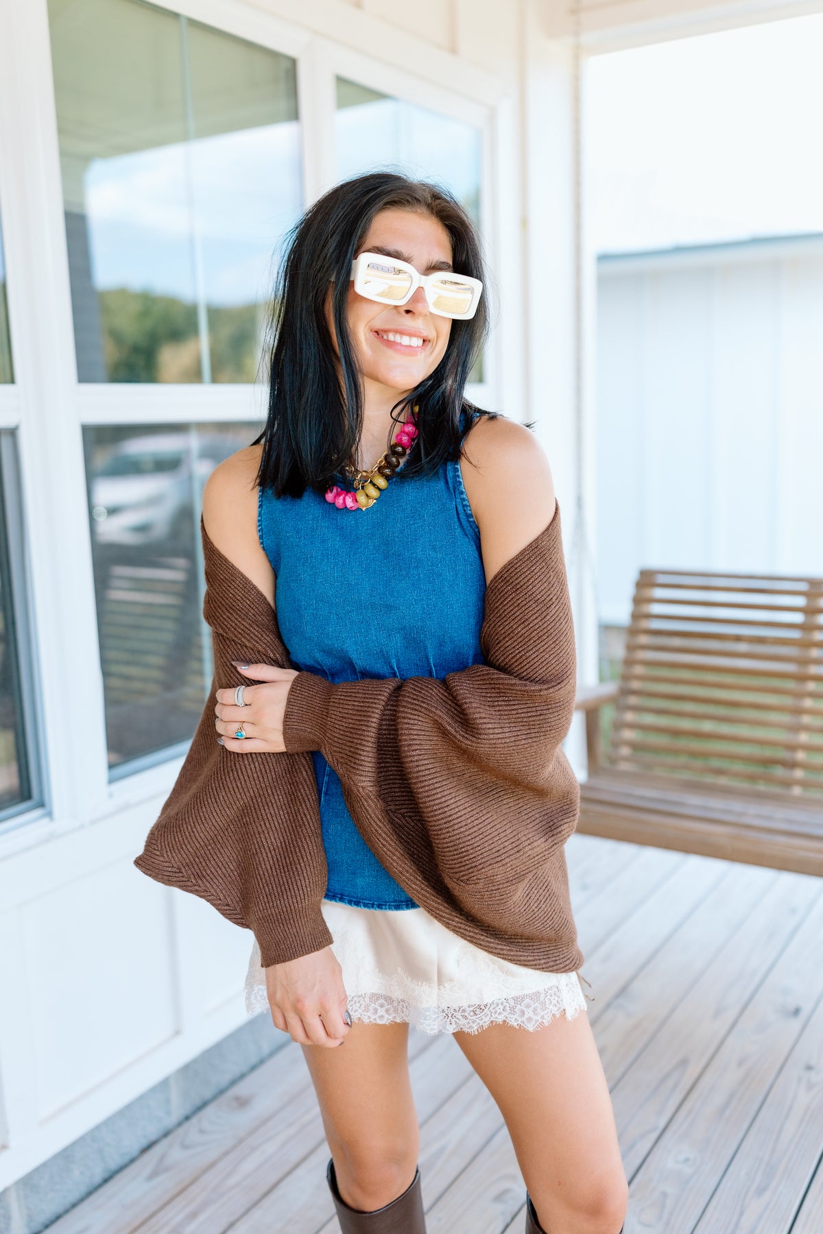 SOLID RIBBED KNIT CARDIGAN