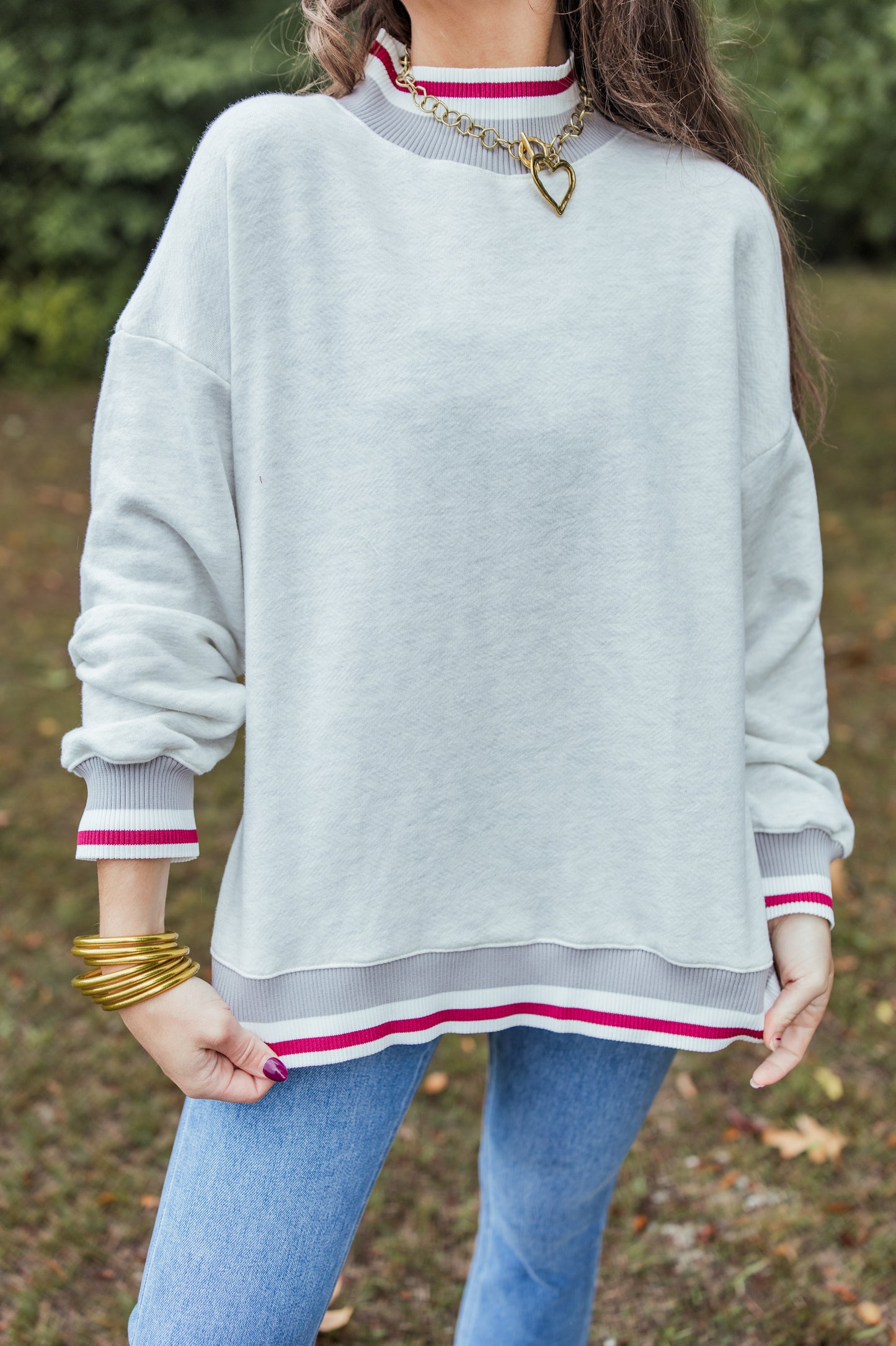 SWEET STRIPES MOCKNECK SWEATSHIRT