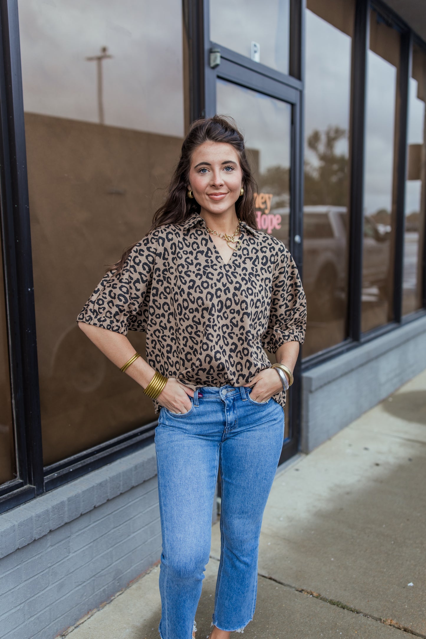 DROP SHOULDER LEOPARD TOP