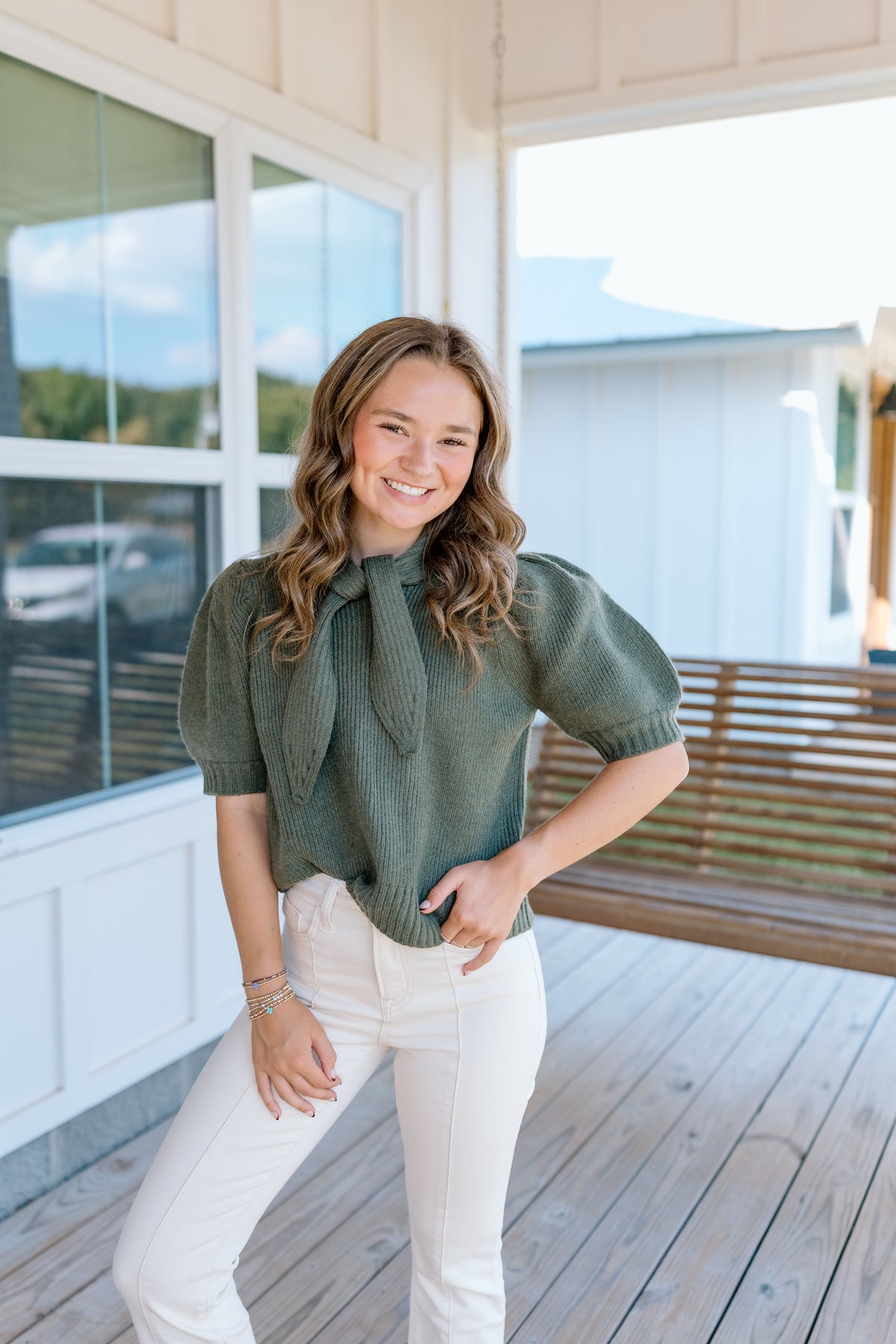 LITTLE TIE NECK STITCH SWEATER