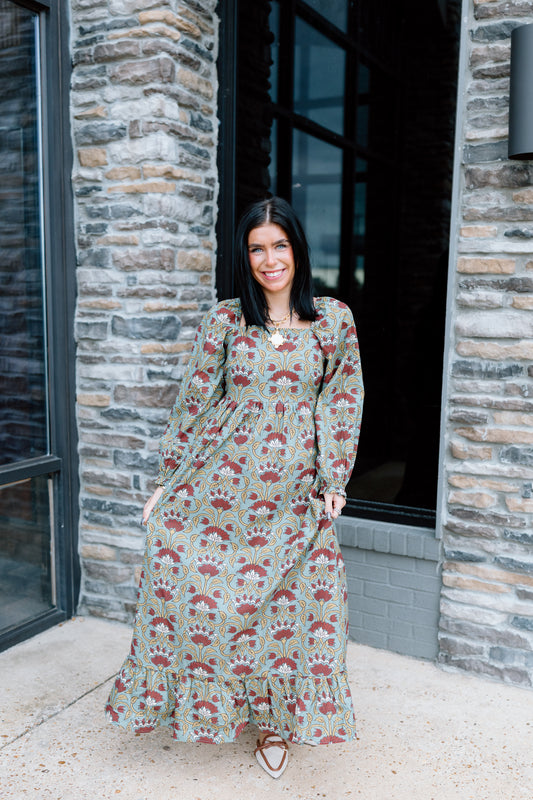 BOHEMIAN FLORAL MIDI DRESS