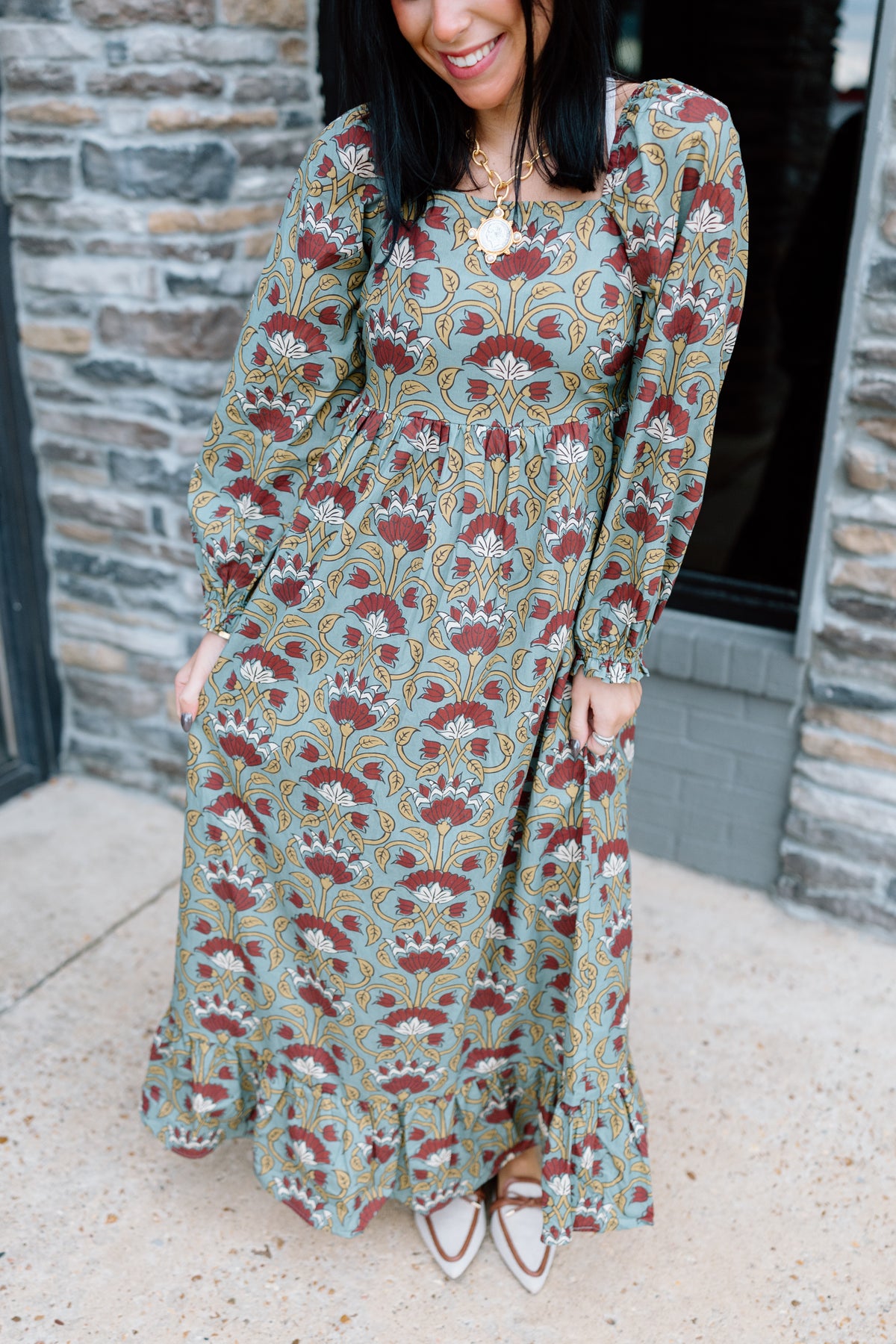 BOHEMIAN FLORAL MIDI DRESS