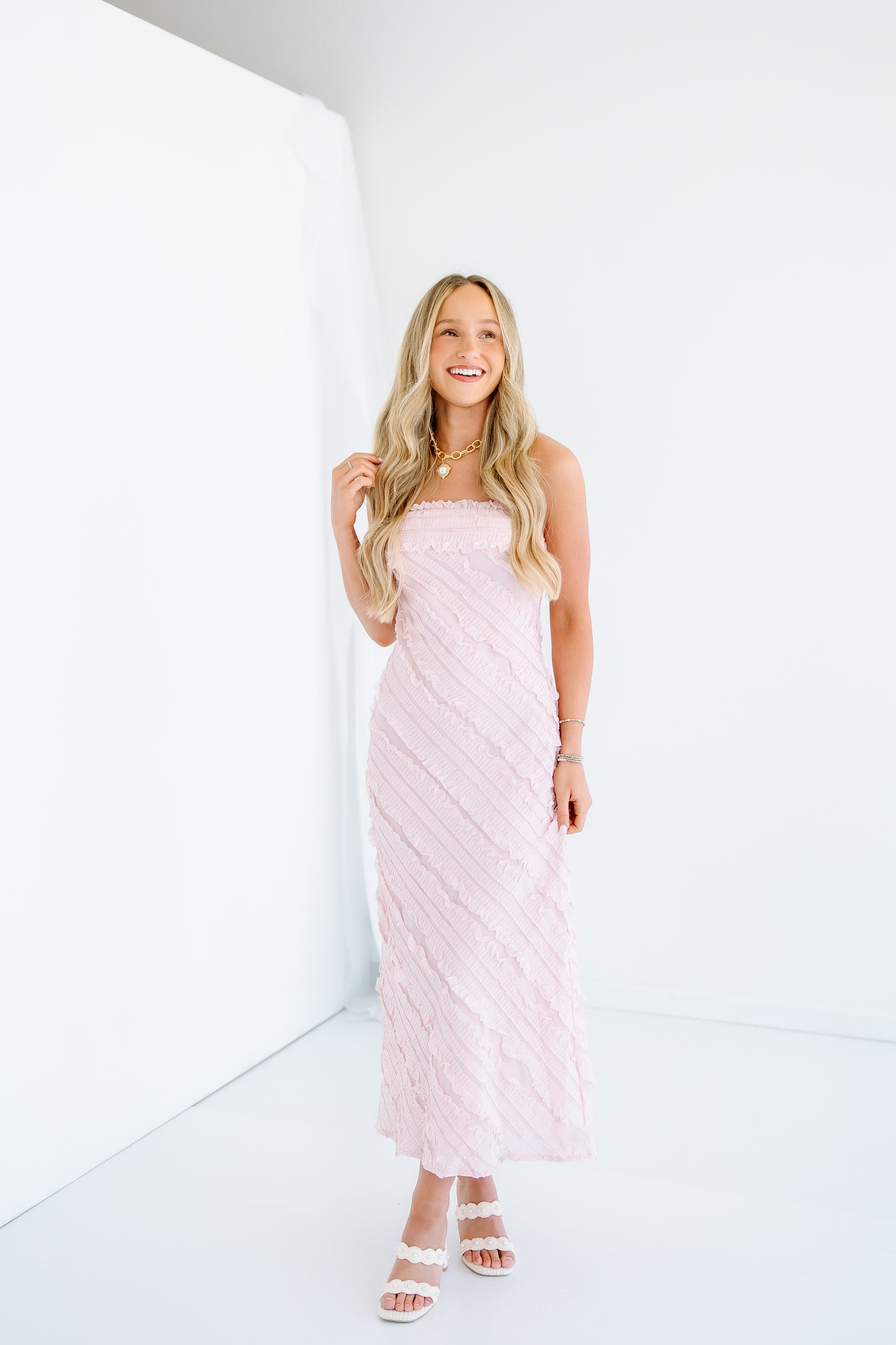 FULL BODY FRILL LACE TUBE MAXI DRESS