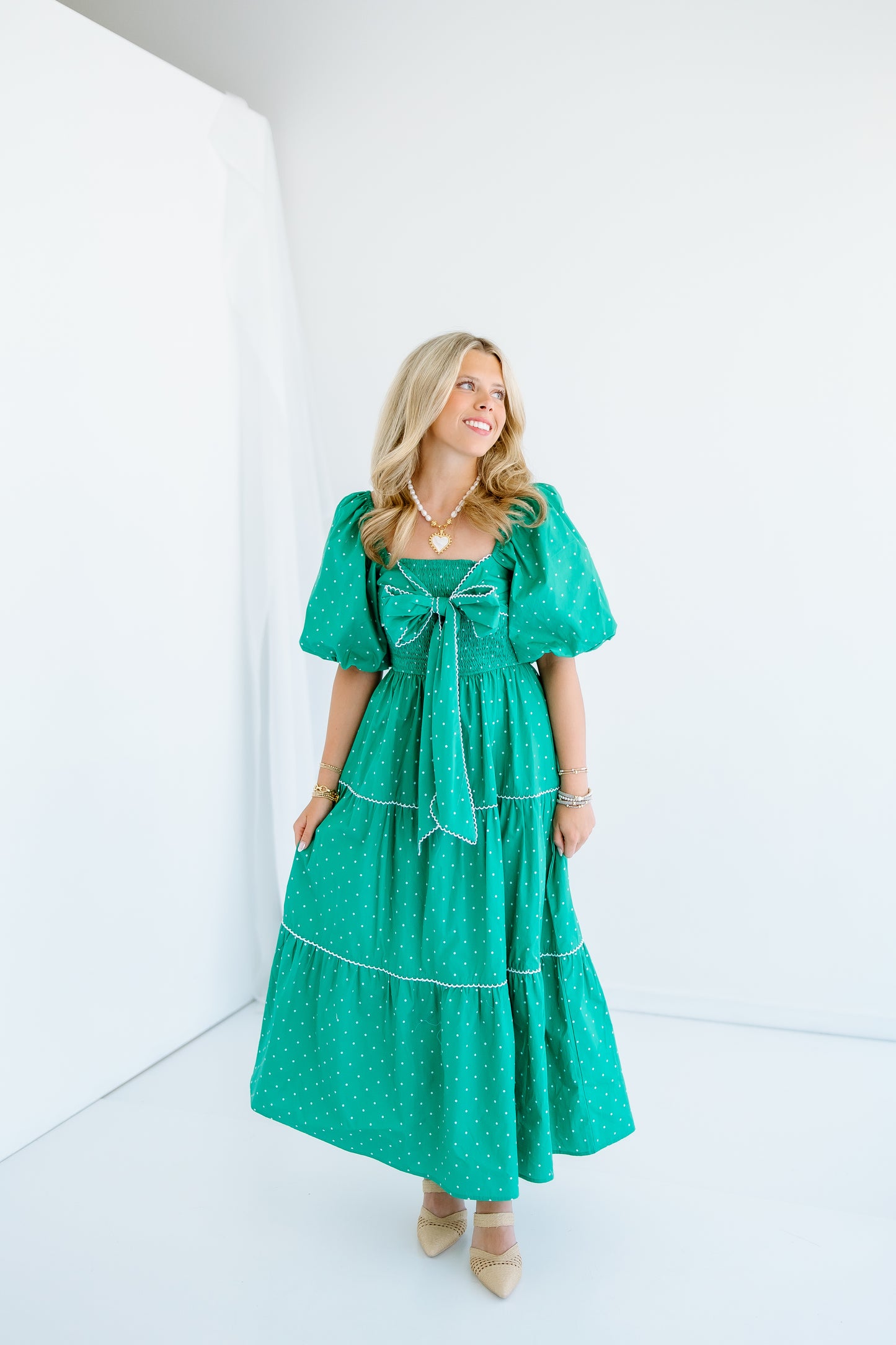 BOW SMOCKING TOP POLKA DOT DRESS