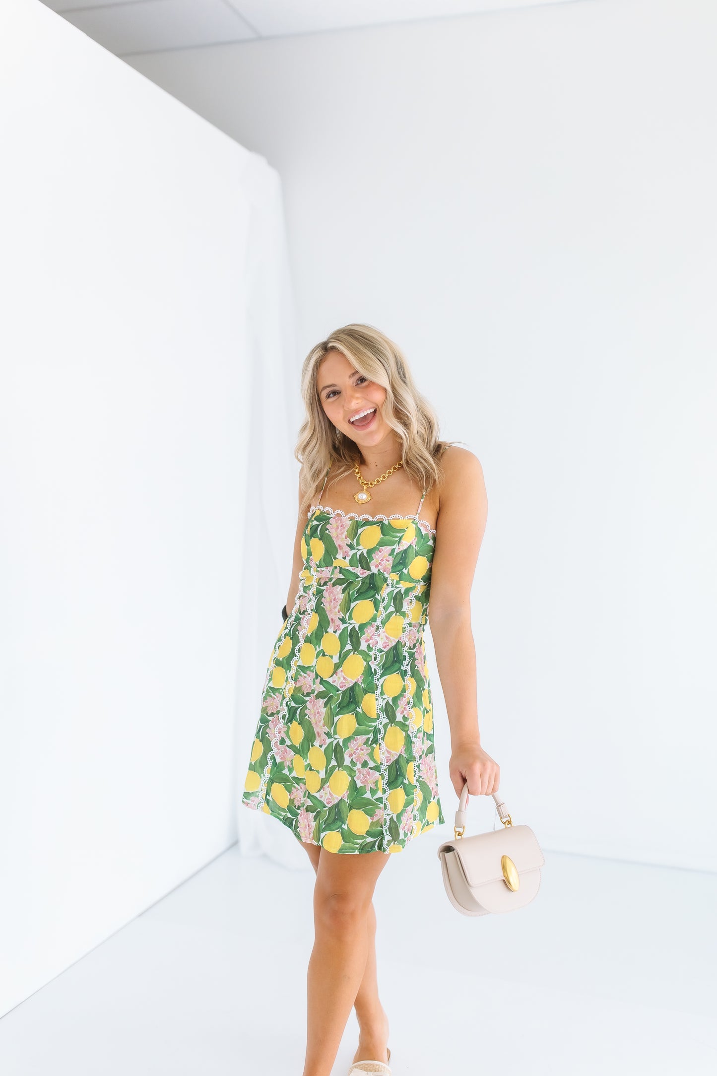 WALKING TO THE BEACH LEMON MINI DRESS