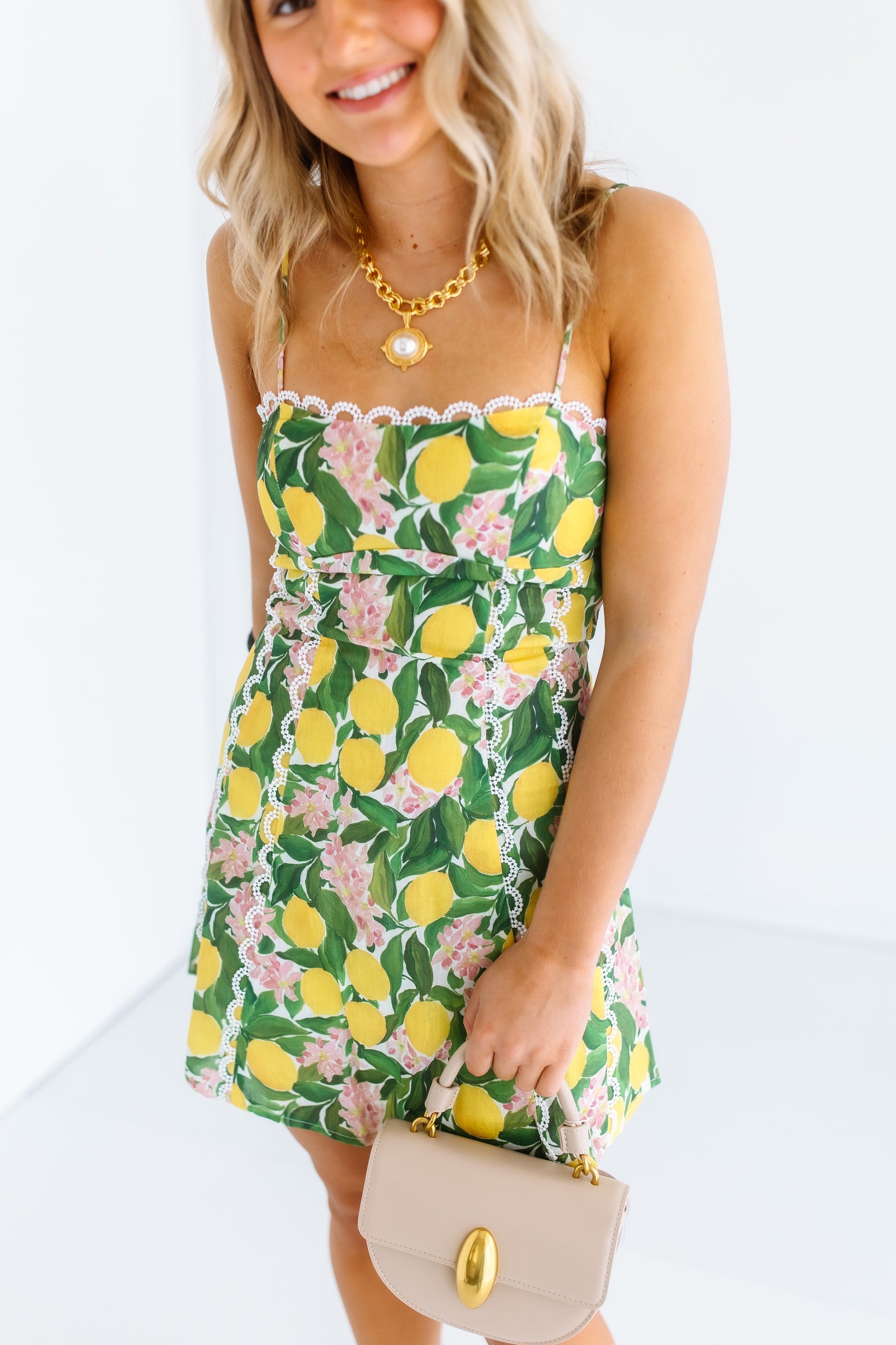 WALKING TO THE BEACH LEMON MINI DRESS