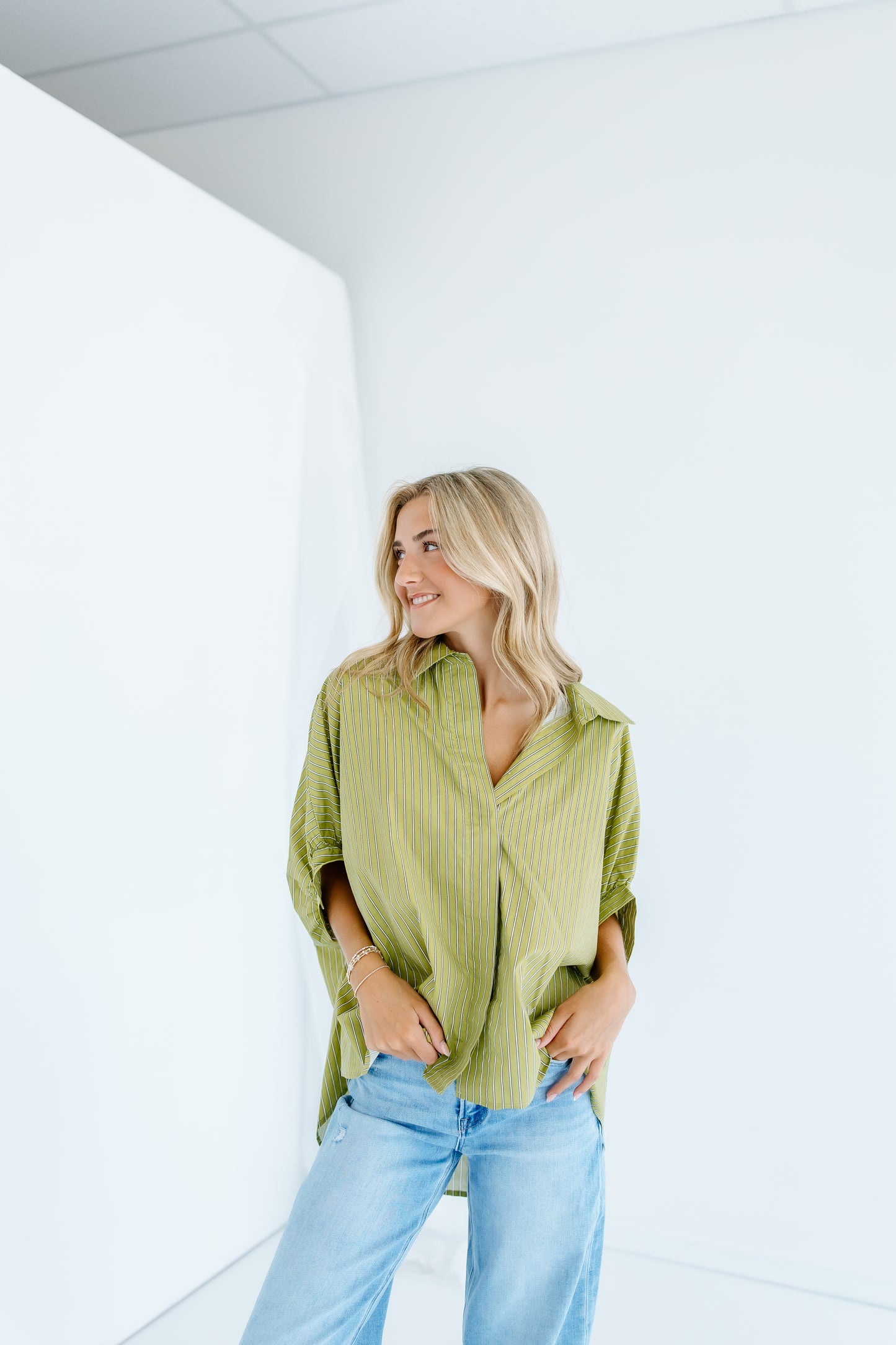 STUCK ON IT STRIPE TOP