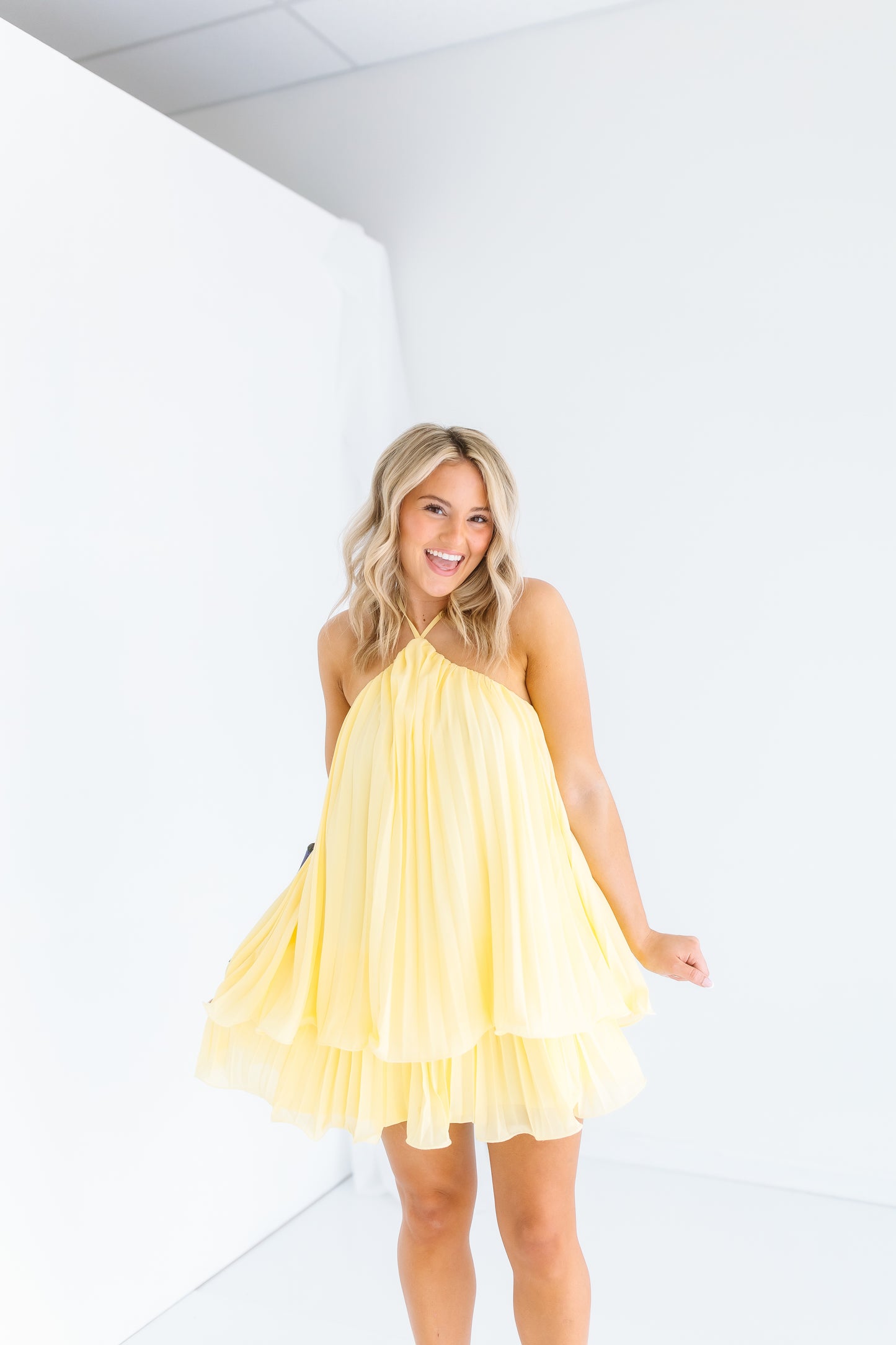 HOW DID WE GET HERE LEMON MINI DRESS