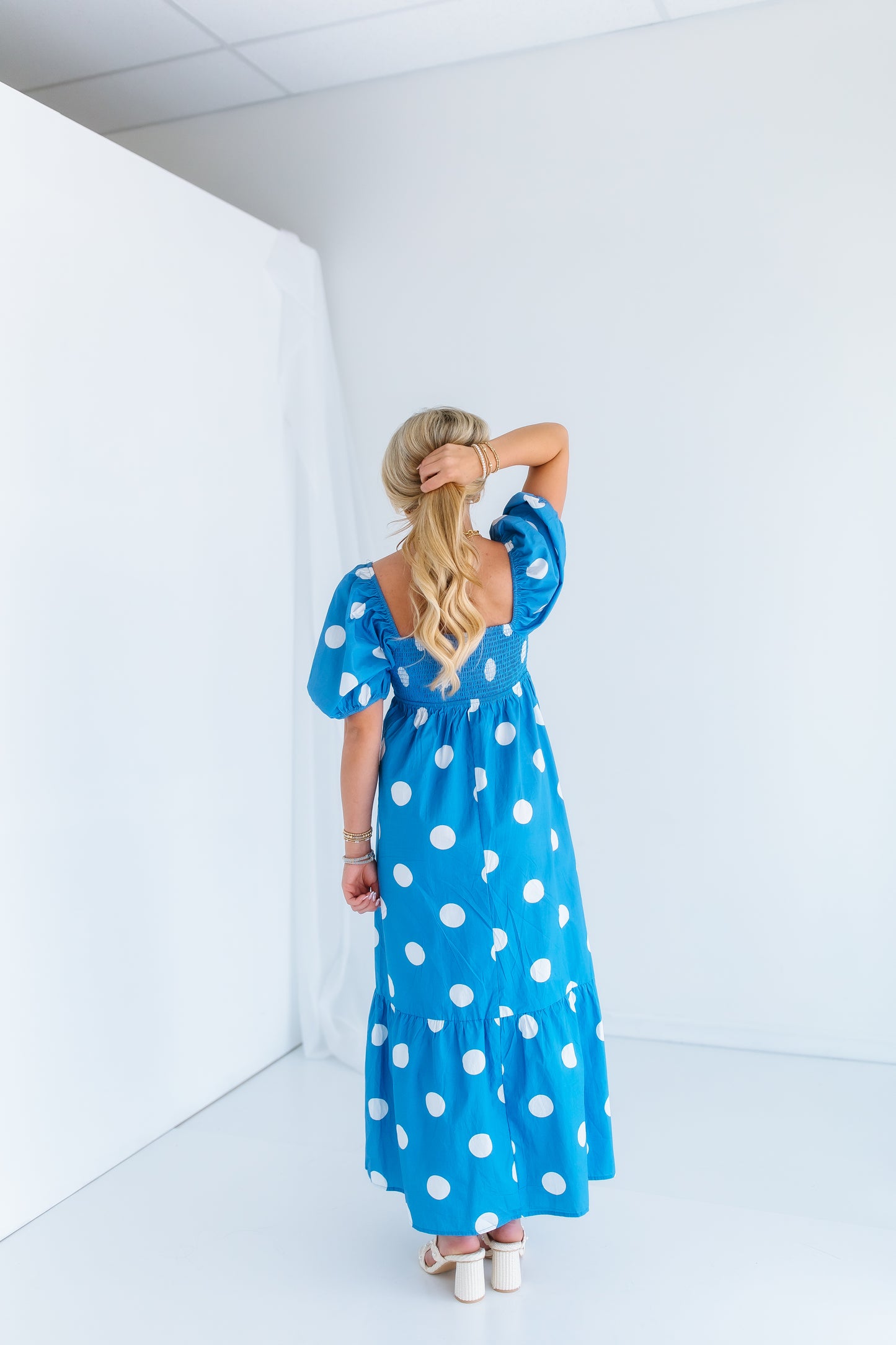 SWEET BLUE POLKA DOT MAXI DRESS