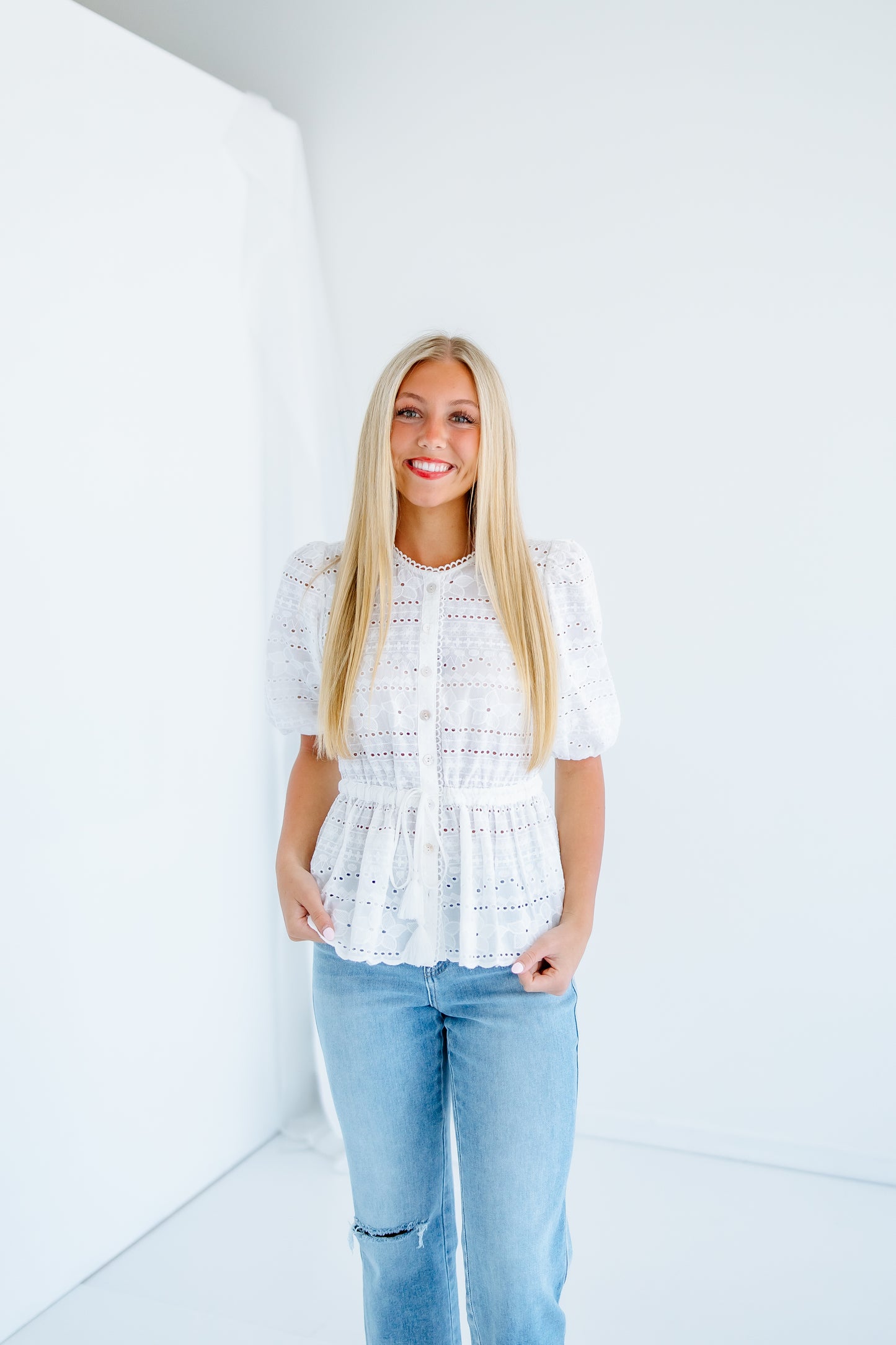SO GORGEOUS EYELET TOP