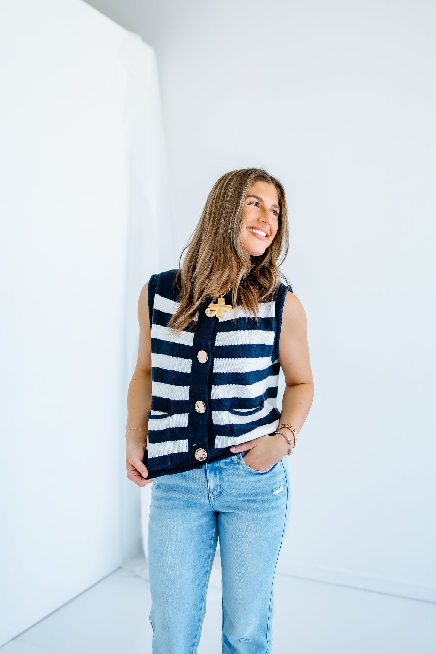 AMERICAN MADE STRIPE SWEATER TANK