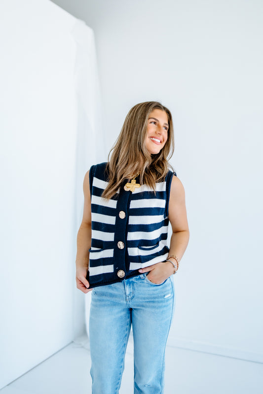 AMERICAN MADE STRIPE SWEATER TANK