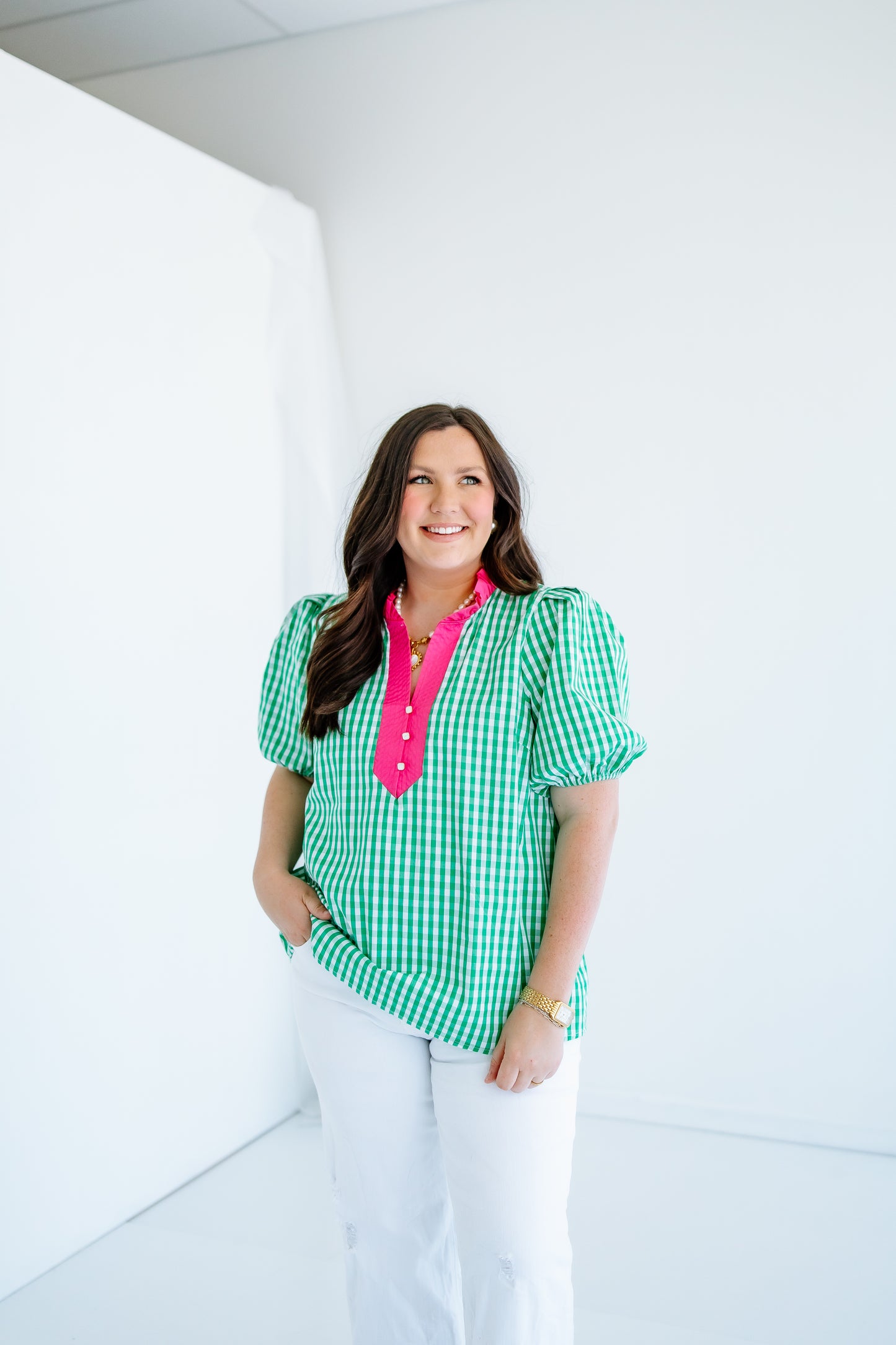 CLASSIC PUFF SLEEVE GINGHAM TOP