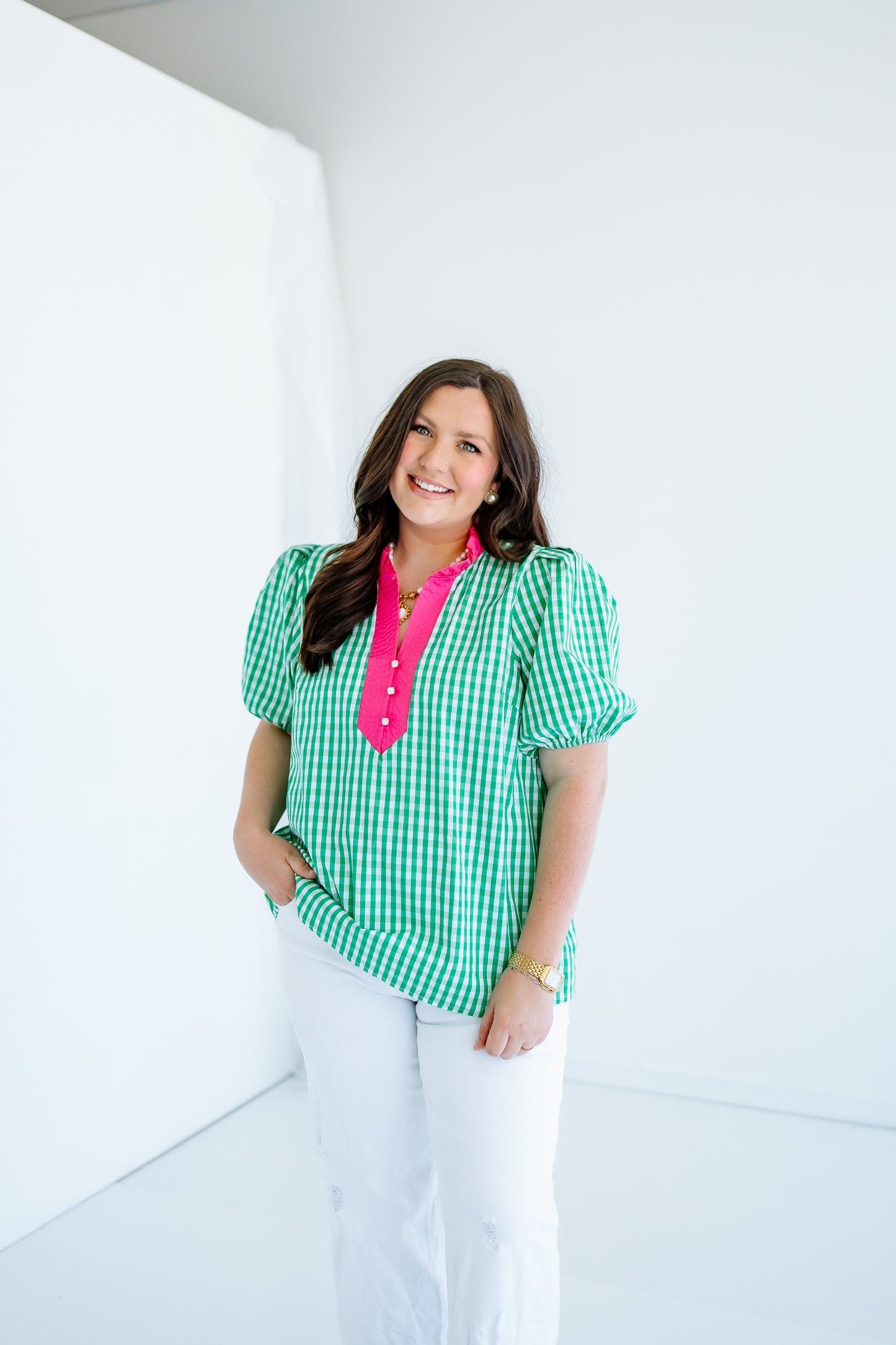 CLASSIC PUFF SLEEVE GINGHAM TOP