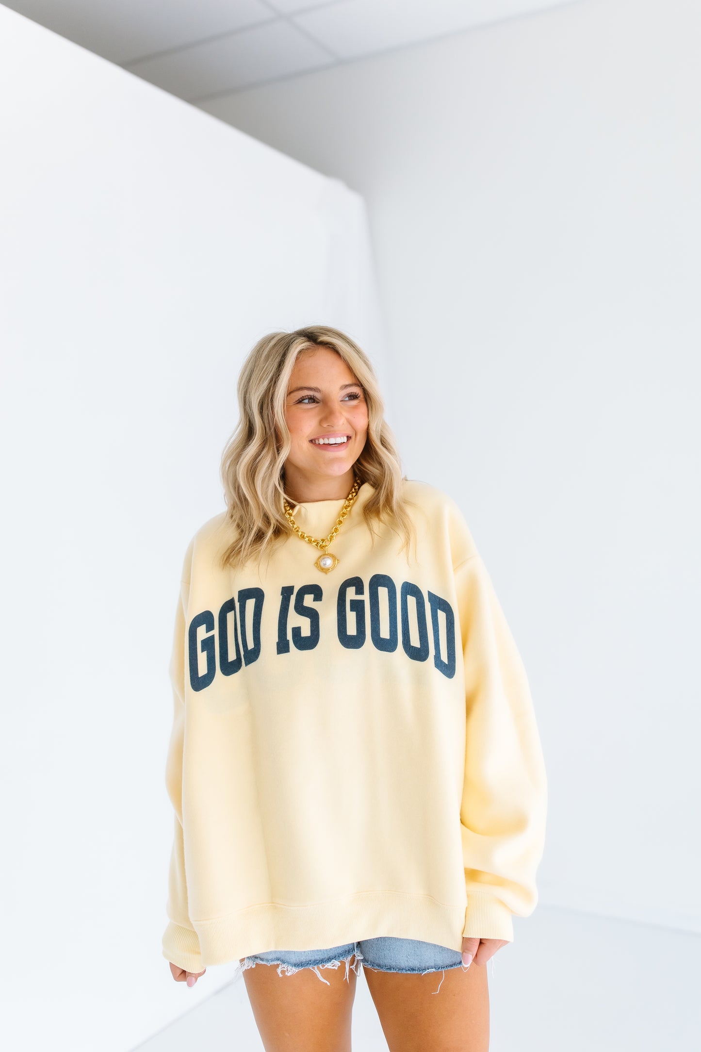JESUS & GOD IS GOOD REVERSIBLE MOCKNECK